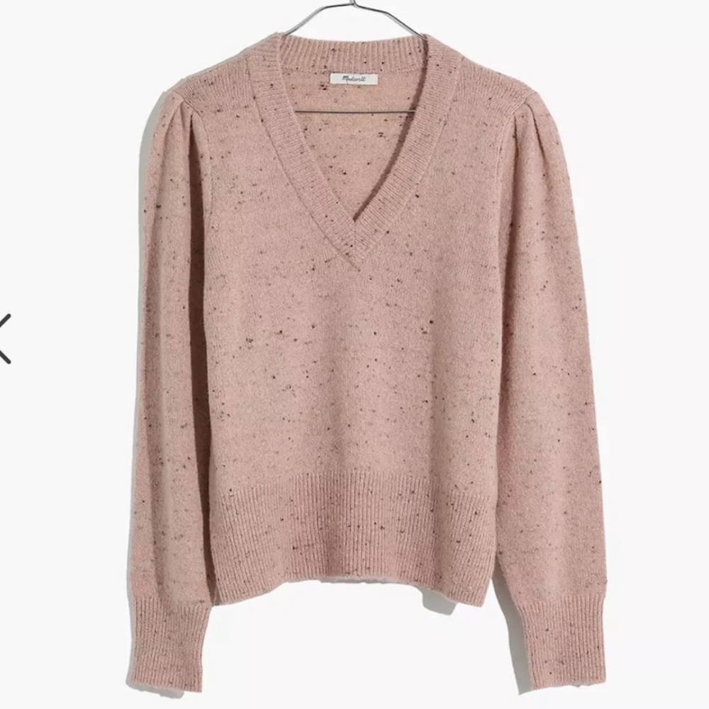 Madewell Donegal Wool Blend Blush Pink V-Neck Sweater